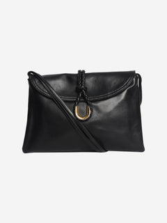 Navy Patti intrecciato leather shoulder bag