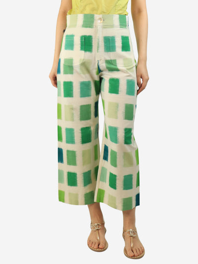 Green and white cropped Parampara trousers - size L Trousers De Castro 