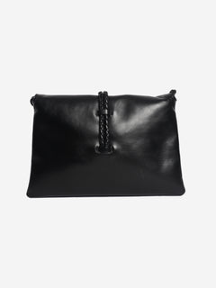 Navy Patti intrecciato leather shoulder bag