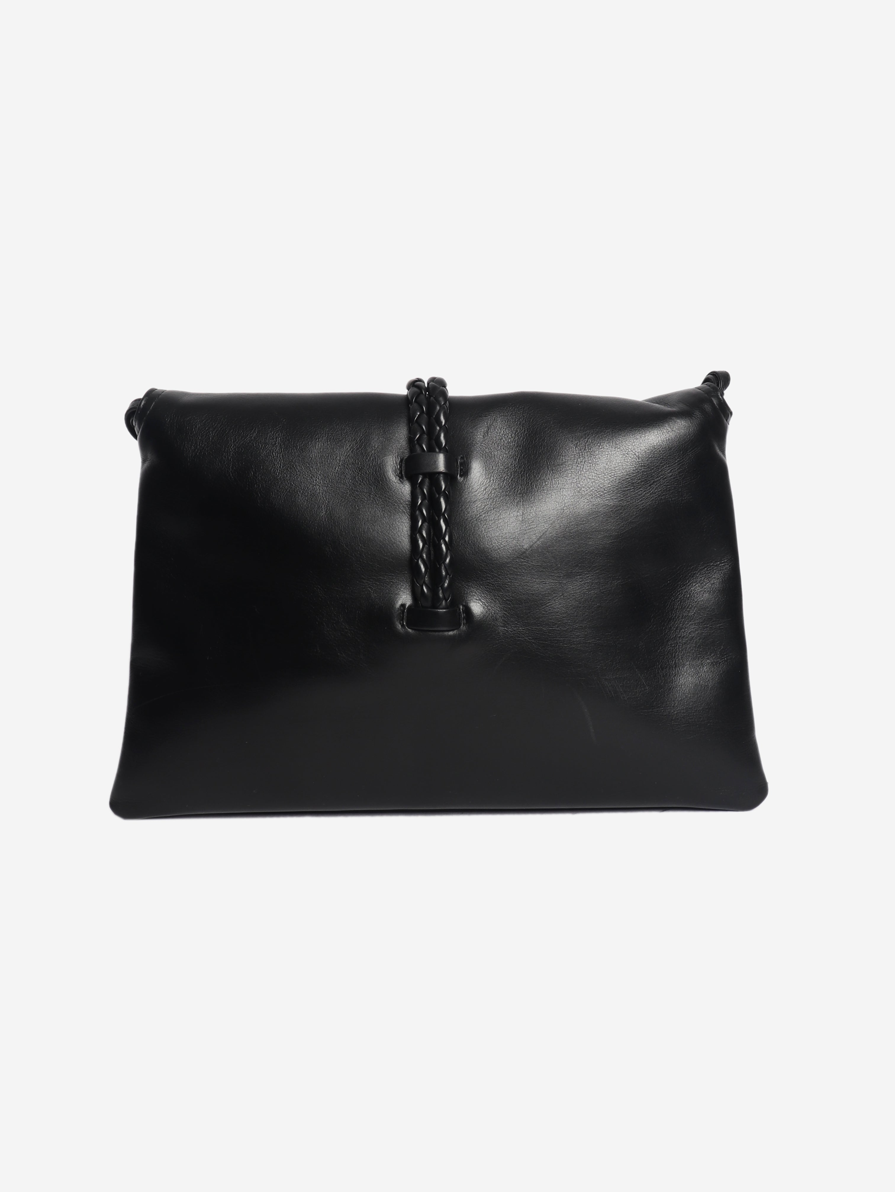 Navy Patti intrecciato leather shoulder bag