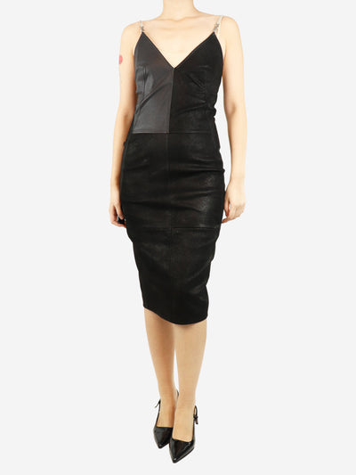 Black leather panel midi dress - size UK 10 Dresses Rick Owens 