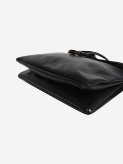 Navy Patti intrecciato leather shoulder bag