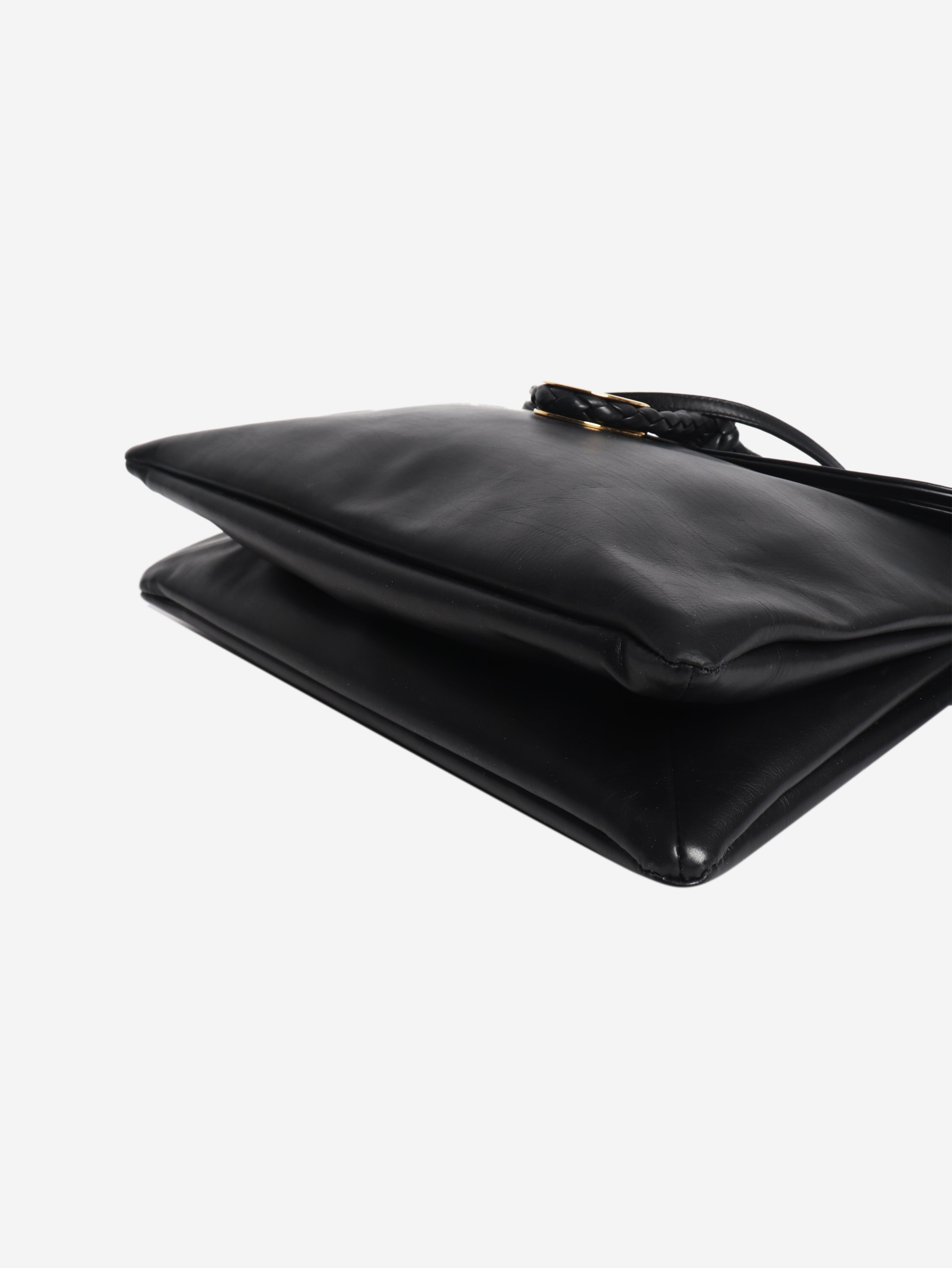 Navy Patti intrecciato leather shoulder bag