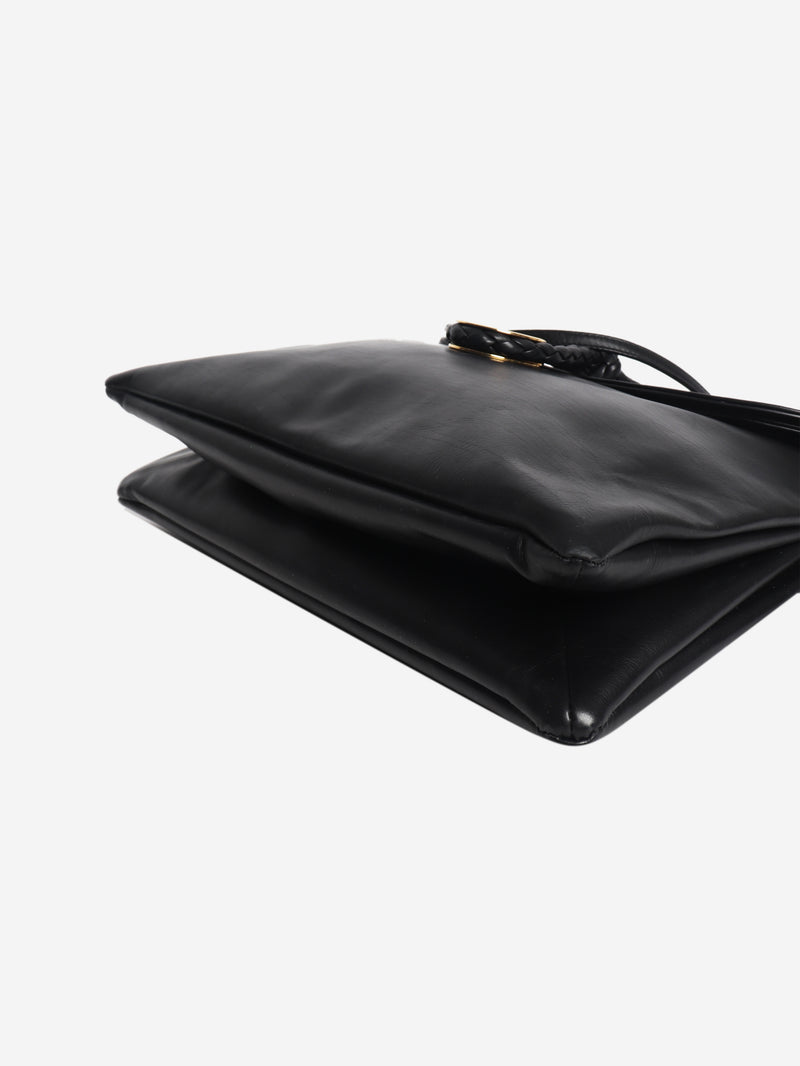 Navy Patti intrecciato leather shoulder bag