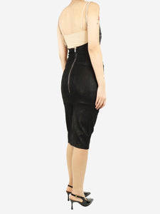 Rick Owens Black leather panel midi dress - size UK 10