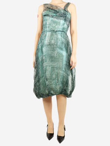 Marni Green lurex midi dress - size UK 8