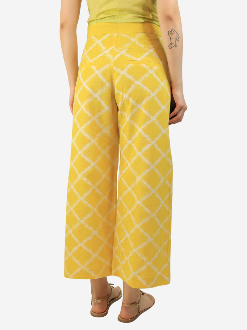 White and yellow cropped Rhombus trousers - size L Trousers De Castro 