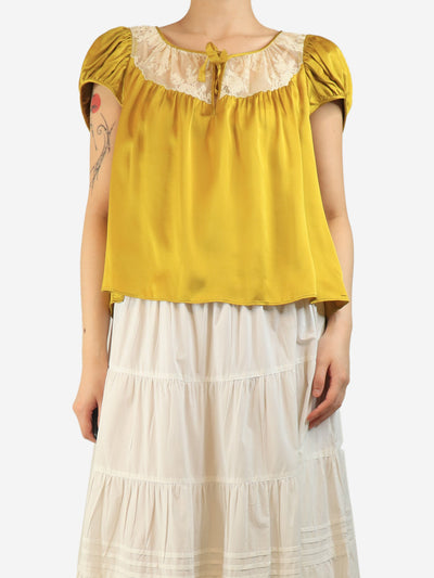 Mustard Camri corded silk top - size L Tops Doen 