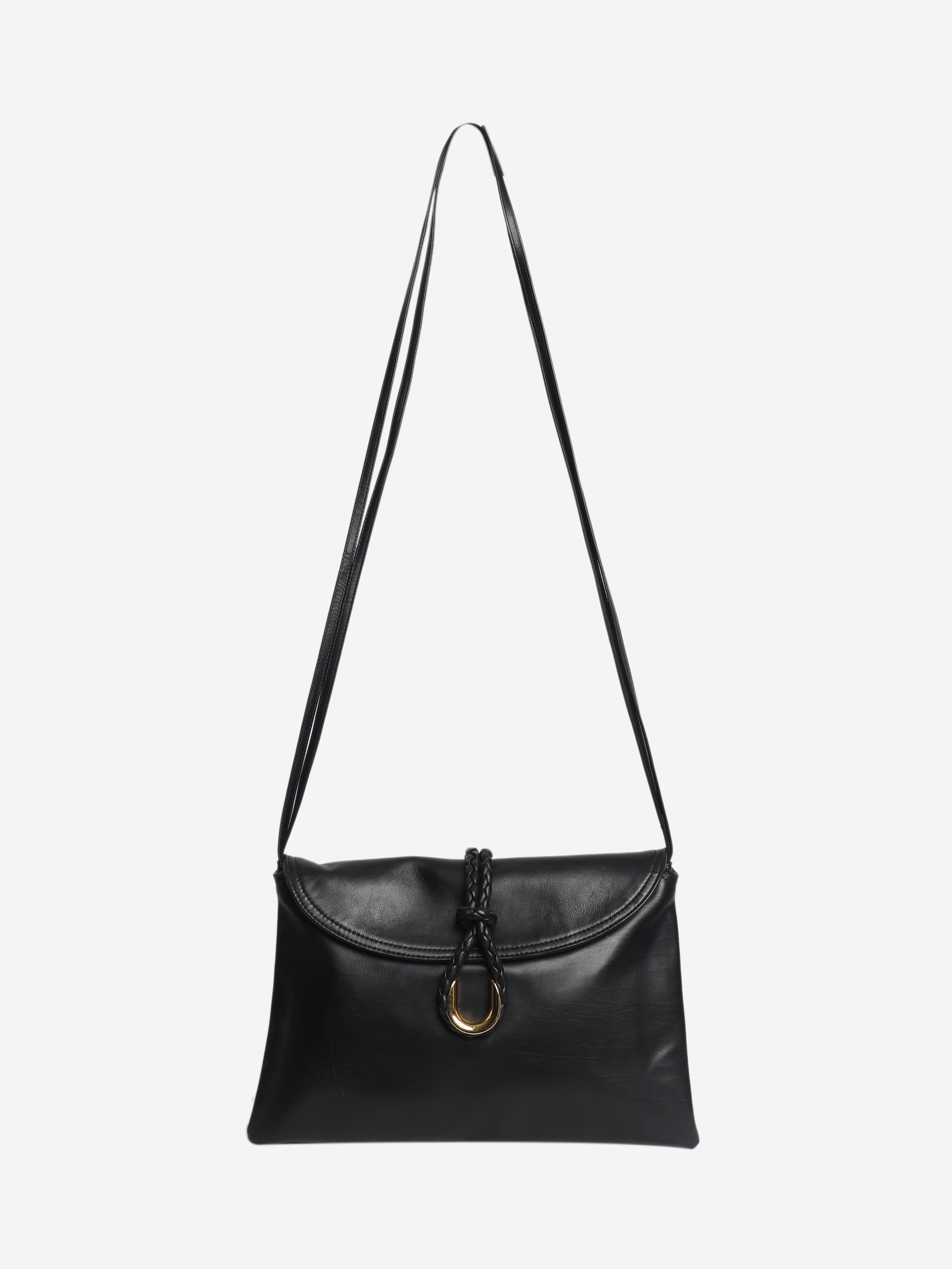 Navy Patti intrecciato leather shoulder bag