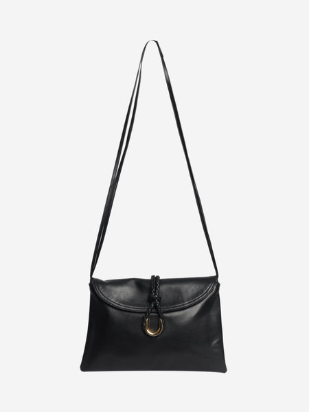 Navy Patti intrecciato leather shoulder bag alternate image