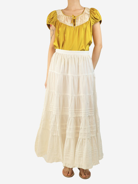 White cotton poplin maxi skirt - size UK 10 alternate image