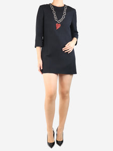 Gucci Black silk and wool-blend embellished mini dress - size UK 12