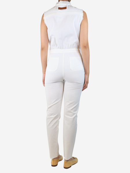 White sleeveless cotton jumpsuit - size S alternate image