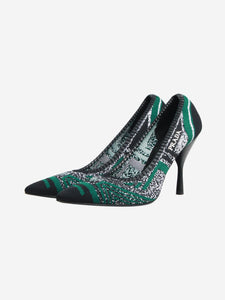 Prada Black and green stretch-knit pumps - size EU 40