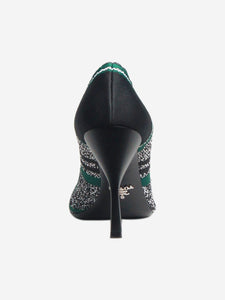 Prada Black and green stretch-knit pumps - size EU 40