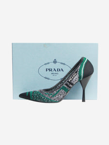 Prada Black and green stretch-knit pumps - size EU 40