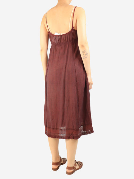 Burgundy cotton slip dress - size M alternate image