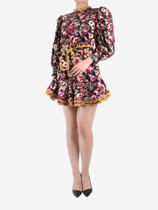 Celia B Multi corduroy floral printed dress with belt - size S