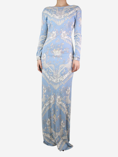 Light blue floral printed dress - size UK 10 Dresses Emilio Pucci 