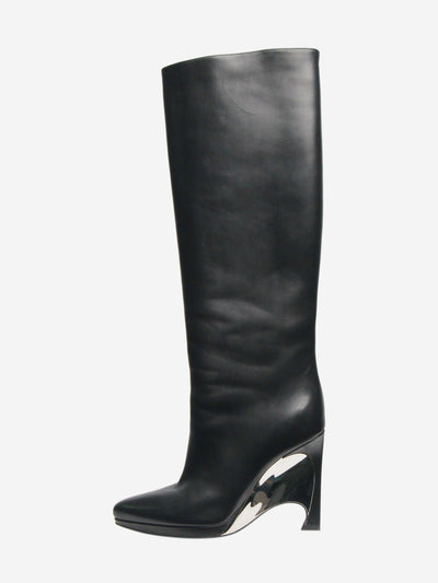 Black leather knee-high boots - size EU 38 Boots Christian Dior 