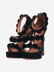 Alaia Black velvet Bombe platform sandals - size EU 37