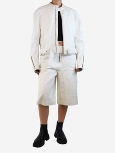 Off-White White leather two-piece set - size UK 16