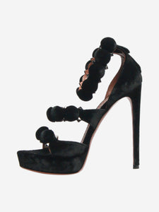 Alaia Black velvet Bombe platform sandals - size EU 37