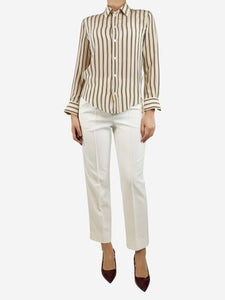 ME+EM White tonal side-stripe trousers - size UK 8