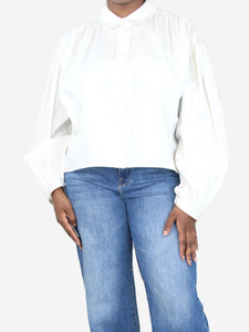 Khaite White puff-sleeved pleated shirt - size L