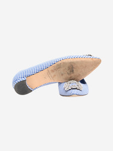 Manolo Blahnik Blue and white gingham flat shoes - size EU 37