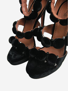 Alaia Black velvet Bombe platform sandals - size EU 37