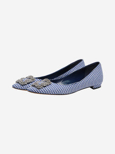 Manolo Blahnik Blue and white gingham flat shoes - size EU 37