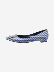 Manolo Blahnik Blue and white gingham flat shoes - size EU 37