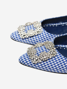 Manolo Blahnik Blue and white gingham flat shoes - size EU 37
