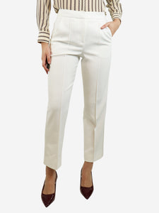 ME+EM White tonal side-stripe trousers - size UK 8