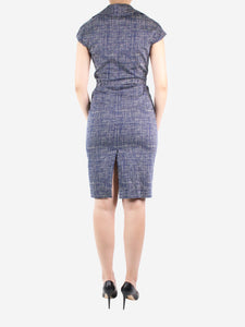 Samantha Sung Blue printed V-neck belted dress - size US 4