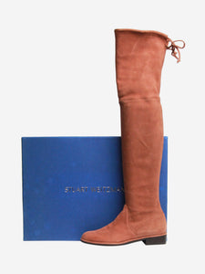 Stuart Weitzman Clay Brown Lowland Bold suede over-the-knee boots - size EU 36