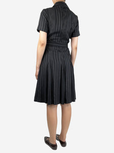 Loro Piana Black pleated belted midi dress - size UK 10