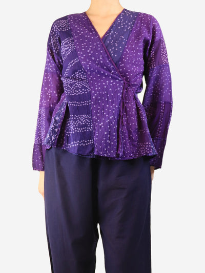 Purple patterned tie-front top - size L Tops Dosa 