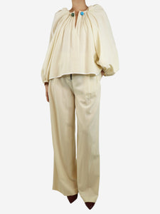 Nackiye Cream Grand Bazaar top and trousers set - size UK 10