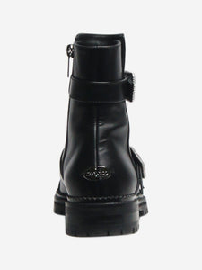 Jimmy Choo Black diamante-buckle leather ankle boots - size EU 36.5