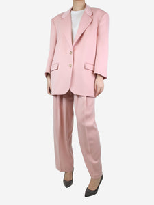 Magda Butrym Magda Butrym Pink wool blazer and tailored trousers suit set - size UK 12