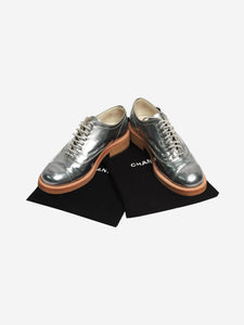 Chanel Silver metallic Derby shoes - size EU 38