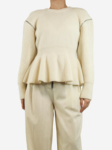 Alexander McQueen Cream peplum jumper - size XXL