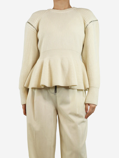 Cream peplum jumper - size XXL Knitwear Alexander McQueen 