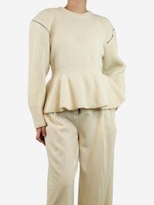 Alexander McQueen Cream peplum jumper - size XXL