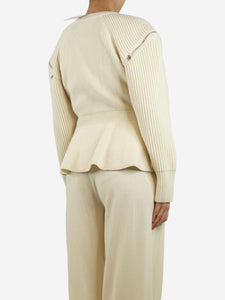 Alexander McQueen Cream peplum jumper - size XXL