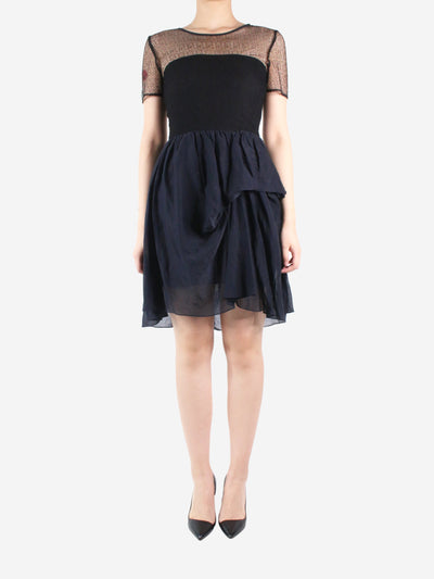 Black netting detail short sleeve mini dress - size US 6 Dresses Proenza Schouler 