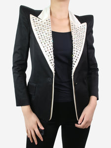 Balmain Black crystal-embellished blazer - size UK 10