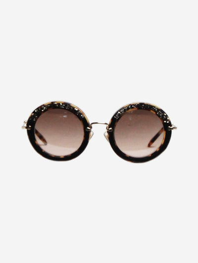 Brown and black crystal and suede round sunglasses Sunglasses Miu Miu 